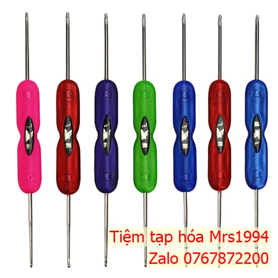 (Màu cán ngẫu nhiên) KIM MÓC LEN 2 ĐẦU - CÁN NHỰA - 6 THÔNG SỐ