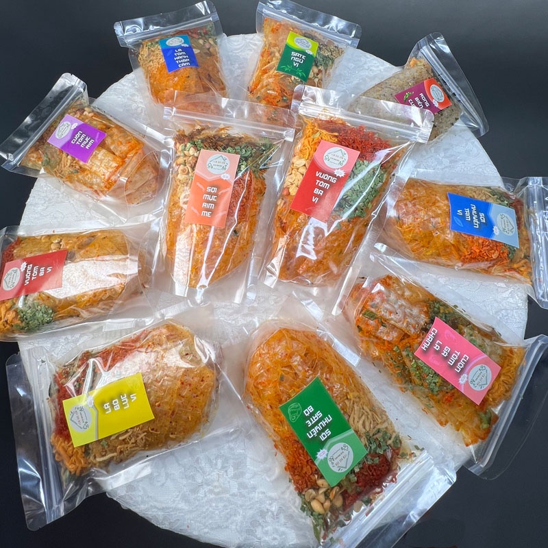 Bánh tráng trộn mix vị topping đa dạng, bánh tráng tự trộn 100g - Ăn vặt nhà Cốm