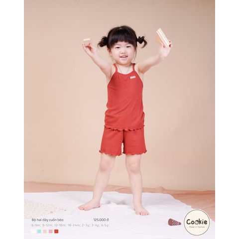 Bộ cộc hai dây quần bèo cho bé gái chất vải tăm lạnh siêu mát BST SUMMER 2022