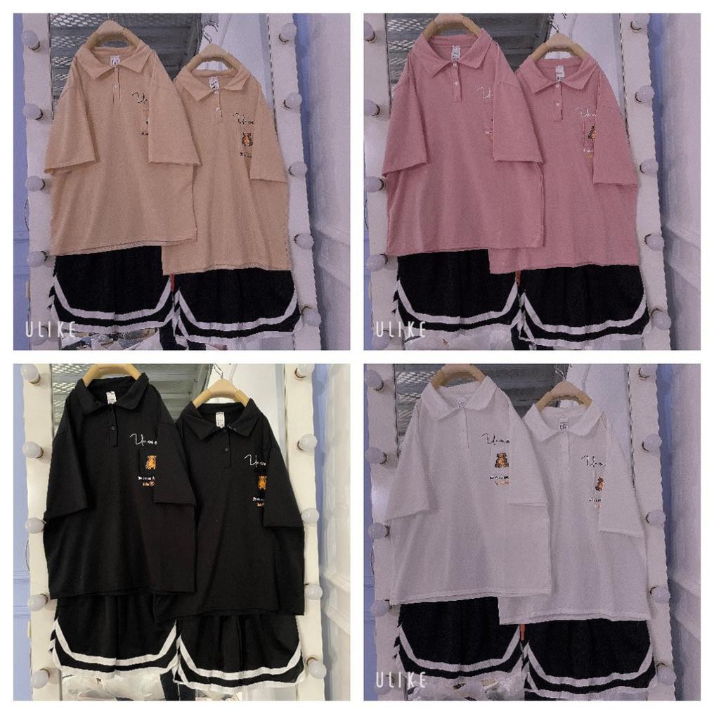 Áo thun POLO nữ tay lỡ có cổ phông form rộng freesize unisex mặc đi học, cặp, nhóm, lớp in hình DỄ THƯƠNG PL 06 ་