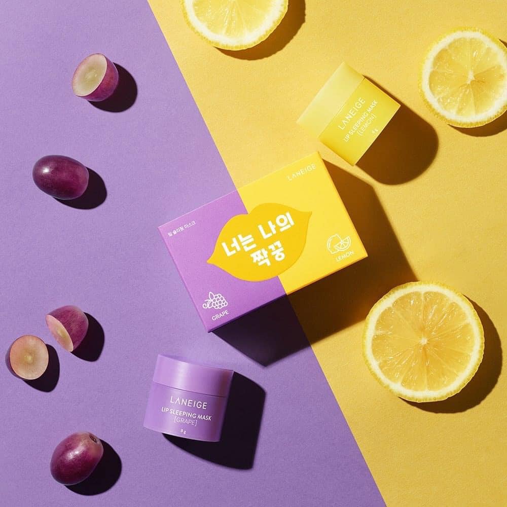 Set 2 Mặt Nạ Ngủ Môi Laneige Lip Sleeping Mask Grape & Lemon 8gx2