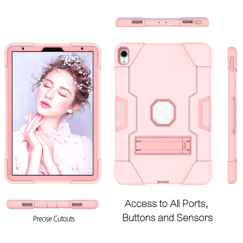 Ốp lưng cho iPad 5th 6th 7th 8th 9th 10th thế hệ air 1 2 3 4 5 pro 9.7 10.5 11 Mini 1 2 3 4 5 Ba Lớp Chống Sốc Quân Sự Hạng Nặng Với Vỏ Cứng