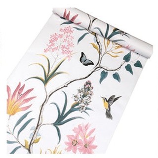 DECAL 1M Giấy dán tường KHỔ 45CM có sẵn keo - hoa trang nhã bướm chim non