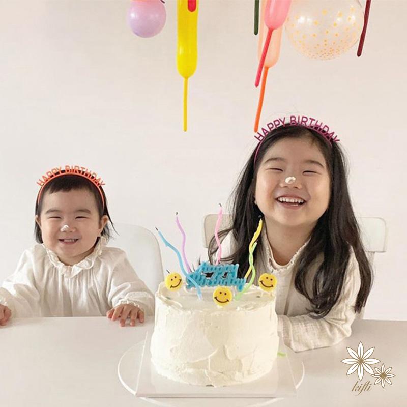 【kifli】Băng đô cài tóc chữ sinh nhật màu sắc dễ thương phong cách Hàn Quốc