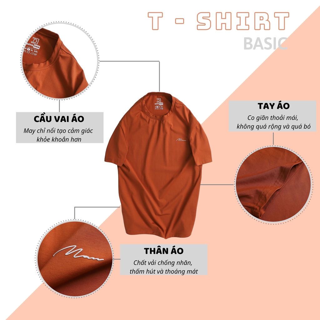 Áo thun nam cổ tròn tay ngắn DATAMAN 100% cotton co giãn 4 chiều, thoáng mát, kiểu dáng basic - TCT22-02