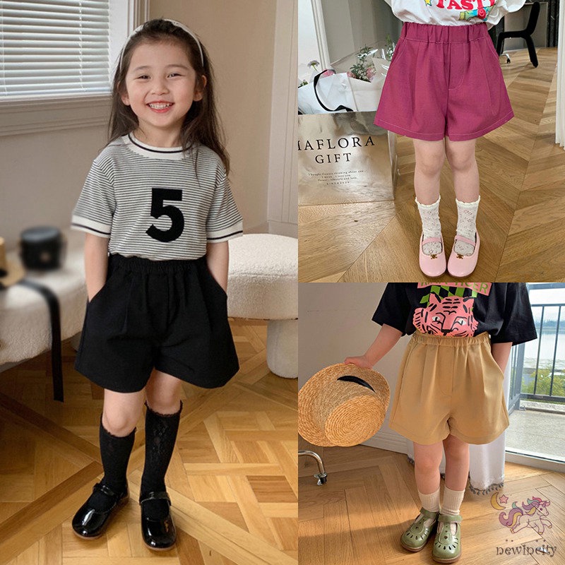 Quần Short Thể Thao Màu Sắc Đơn Giản Phong Cách Hàn Quốc Cho Bé Gái