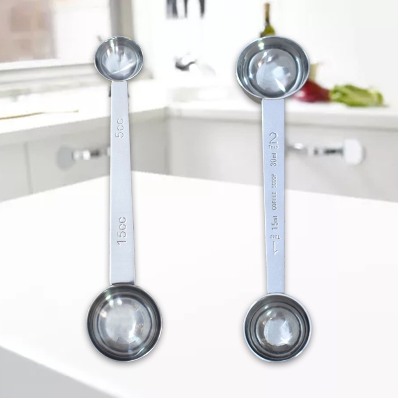 Muỗng Đong Cà Phê Bằng Thép Không Gỉ Thiết Kế Hai Đầu Tiện Dụng