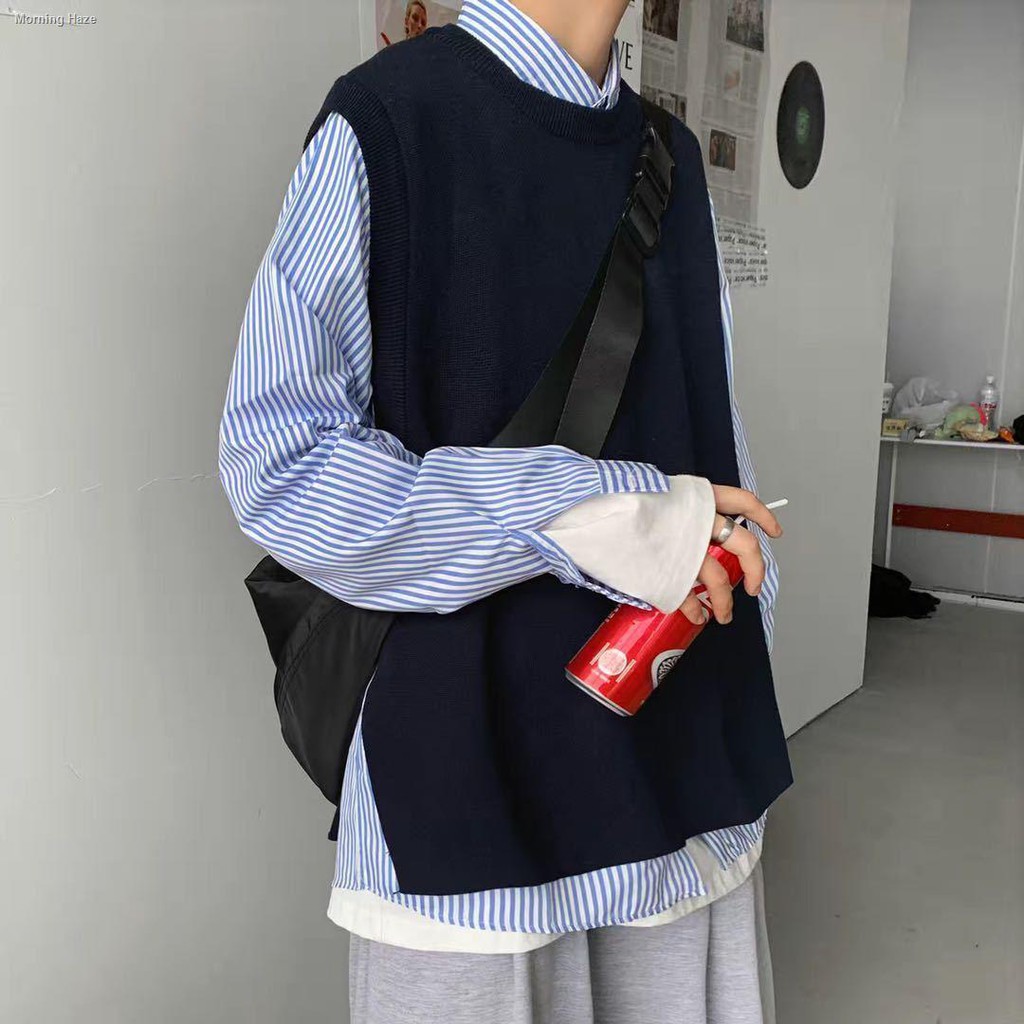 Áo Khoác Sweater Không Tay Dáng Rộng Xẻ Tà Thời Trang Mùa Thu Dành Cho Nam Giới | BigBuy360 - bigbuy360.vn