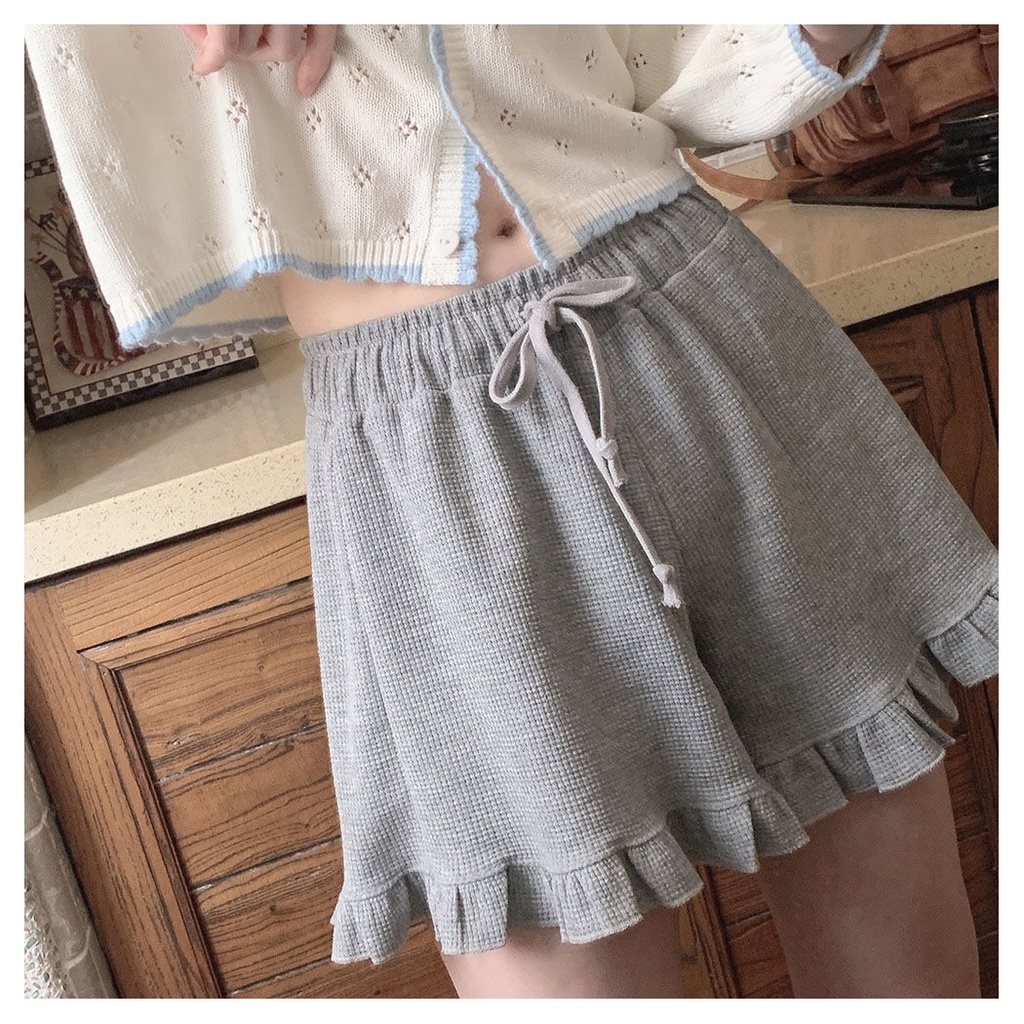Quần Short Thể Thao Lưng Cao Ống Rộng Dây Rút Thời Trang Cho Nữ