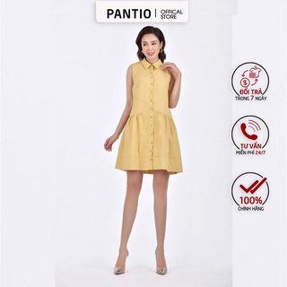 Fdp32687 - đầm dạo phố sát nách kiểu sơ mi dáng trơn - pantio