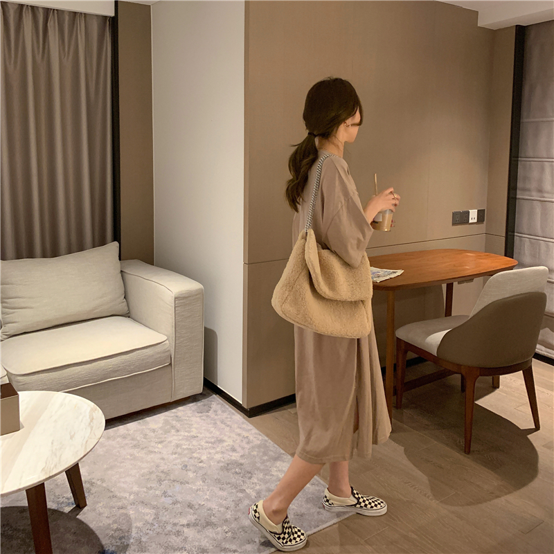 SUXI Đầm midi tay ngắn cổ tròn dáng xẻ in hình quyến rũ cho nữ