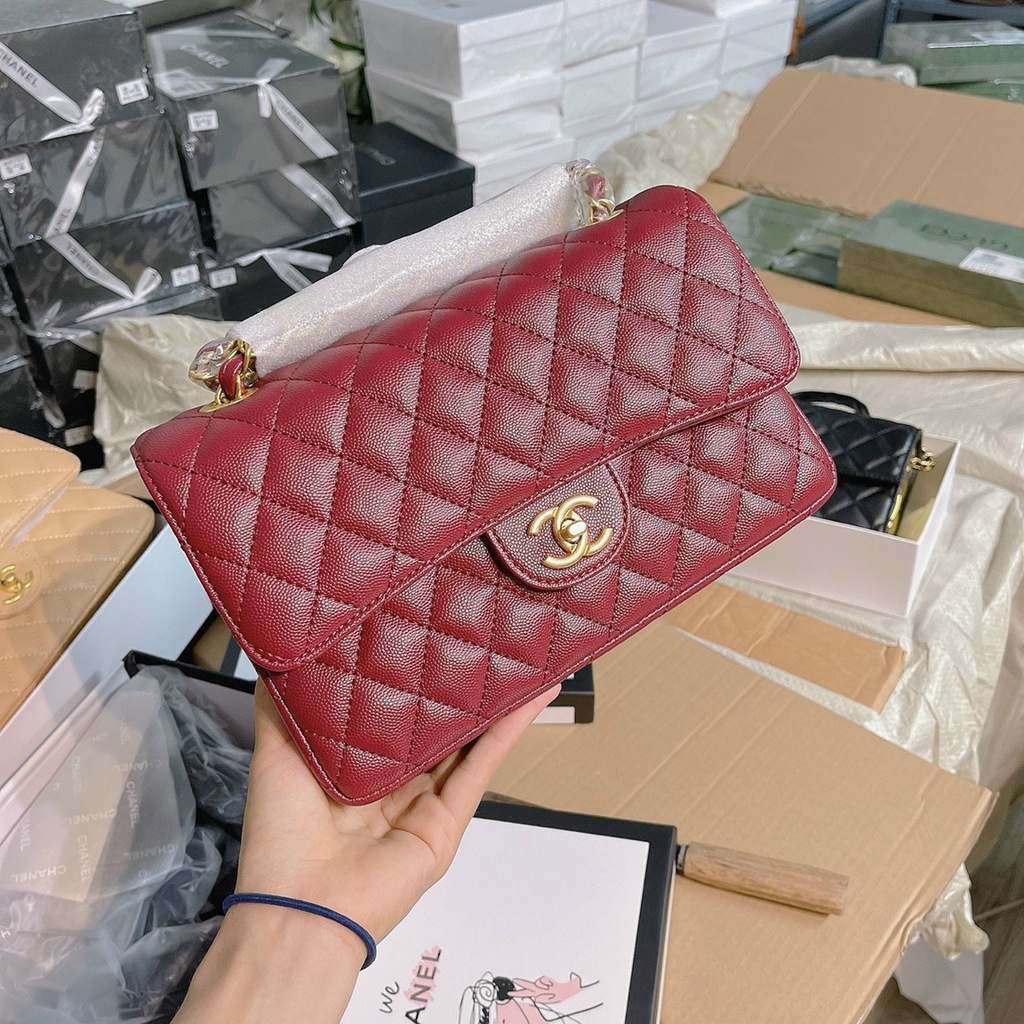 Túi đeo chéo Chan clas SP da caviar đủ 2 tag size 25 Fullbox/Túi xách Chan clas SP da hạt đủ 2 tag Fullbox size 25