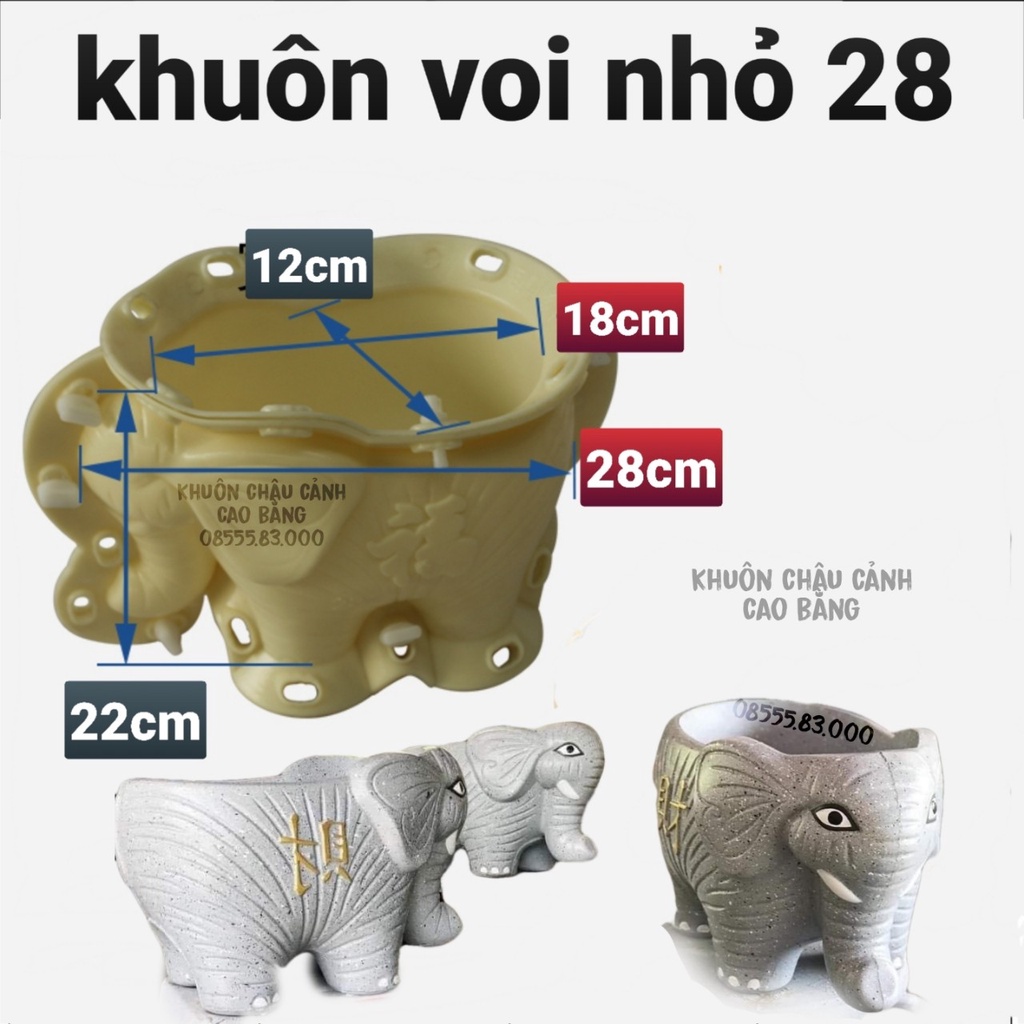 Khuôn đúc chậu cảnh voi nhỏ 28 (khuôn chậu ABS siêu bền dễ dàng sử dụng)