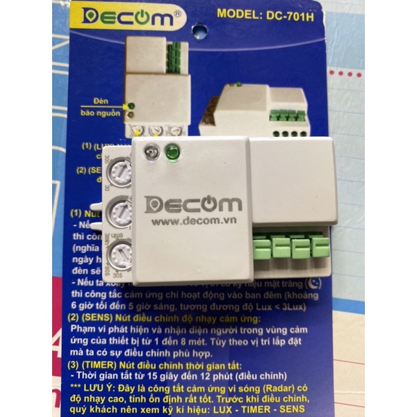 Công tắng cảm ứng vi sóng Decom | Cảm ứng âm trần tự sáng khi có người đến gần