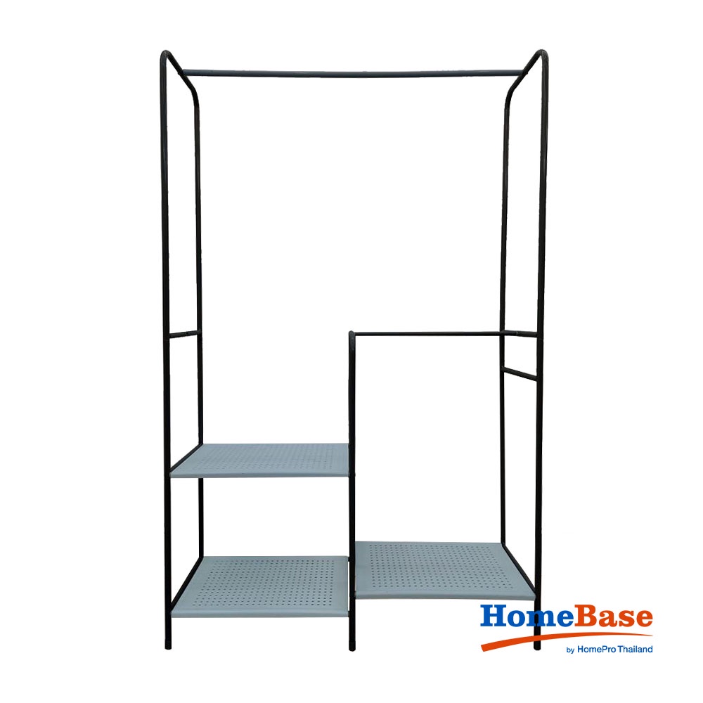 HomeBase ME LIVING Giá treo quần áo 3 ngăn kèm thanh treo bằng thép Thái Lan PIXEL W100xH160xD31,5cm
