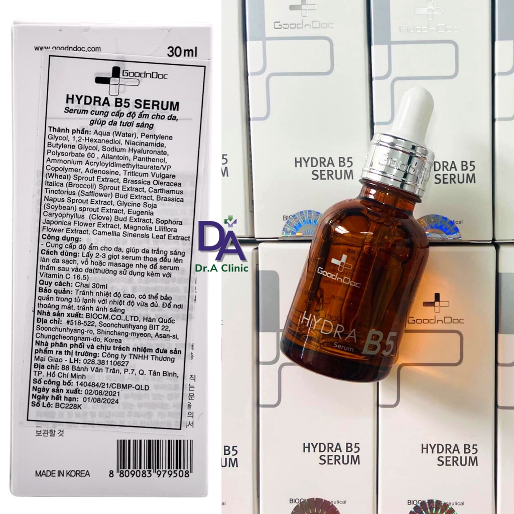 Serum B5 GoodnDoc Hydra Dr.A Clinic 30ml dòng tinh chất vitamin B5 giúp phục hồi làm dịu da dầu mụn