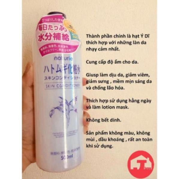 [ HÀNG AUTH] Nước hoa hồng Ý Dĩ Naturie Hatomugi Skin Conditioner Nhật 500ml Toner Naturie 500ml