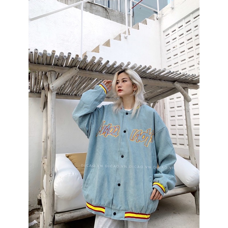 ÁO KHOÁC THÊU CHỮ XANH