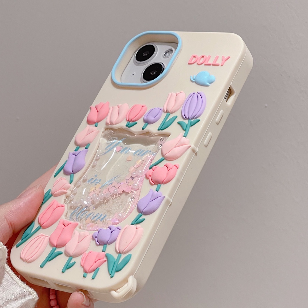 Ốp Điện Thoại Silicon Họa Tiết Hoa Tulip Cho iphone 6 6s 7 8 plus X XR XS 11 12 13 Pro max
