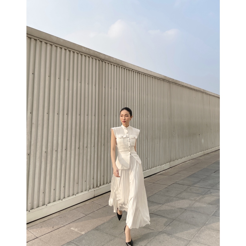 Áo tweed trắng thiết kế - Cassia Shirt