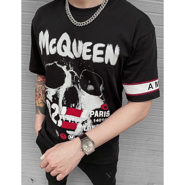 Áo Phông Nam MC Queen in hoạ tiết, chất thun cotton 4 chiều dày dặn