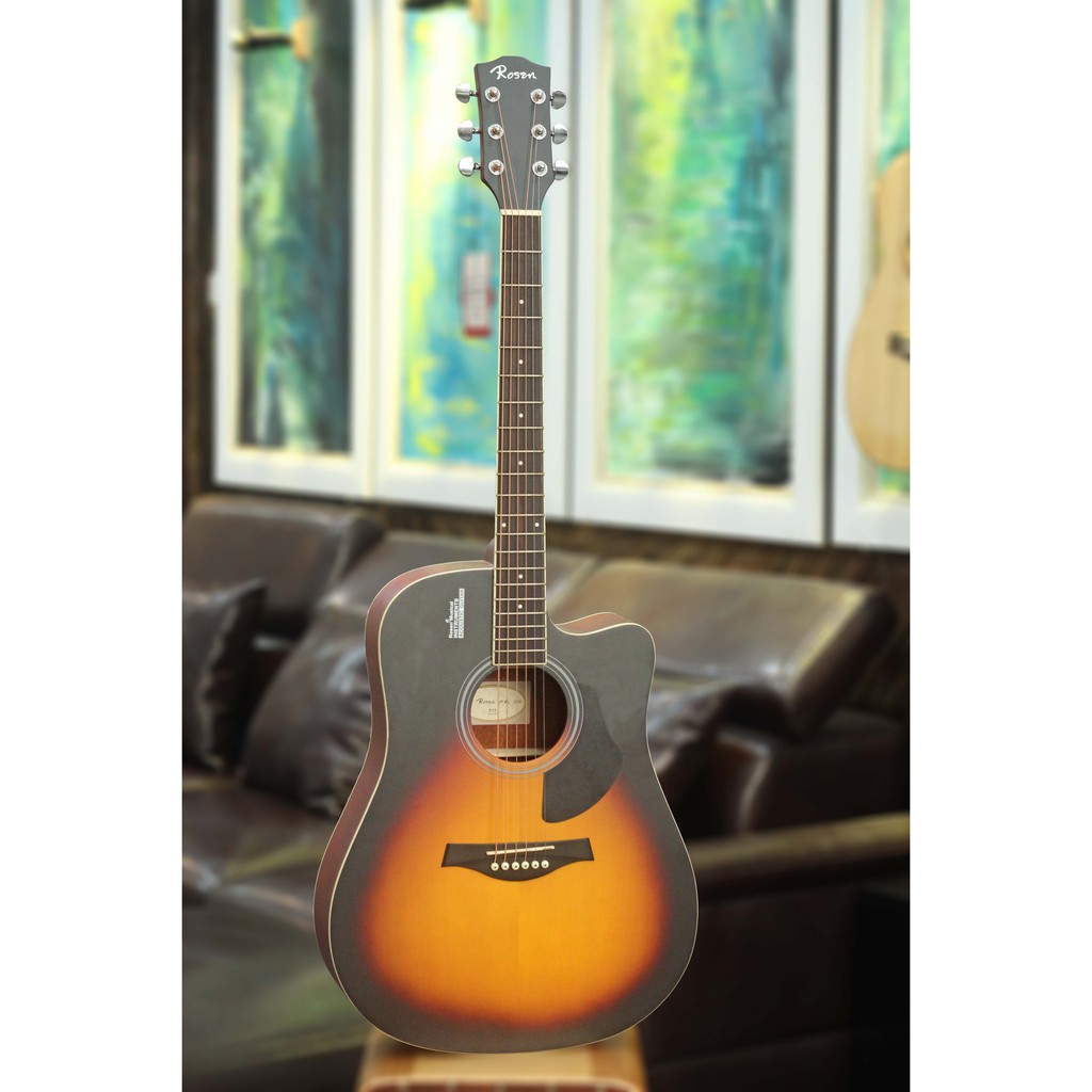 Đàn Guitar Acoustic Rosen Sunburst G11 (solid top)+Tặng kèm khóa học của Guitarist Hiển râu và đầy đủ phụ kiện