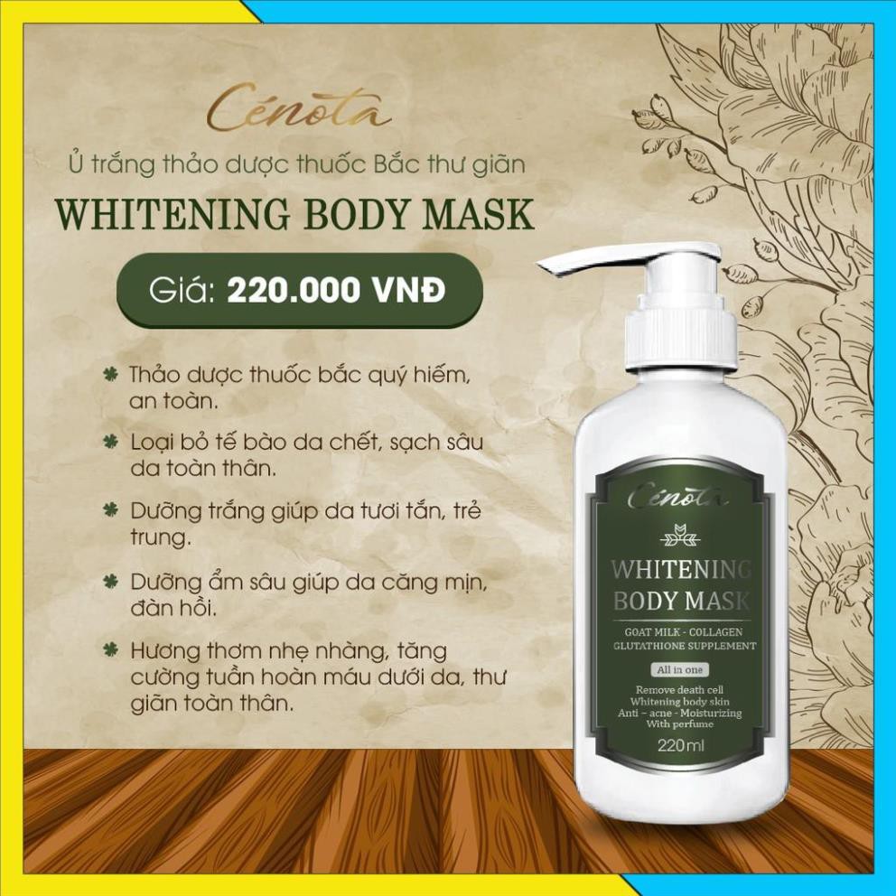 Ủ trắng thảo dược toàn thân Whitening body mask Cénota 220ml, dưỡng ẩm, mềm da, dưỡng da trắng hồng tự nhiên  - Mã C08 | BigBuy360 - bigbuy360.vn
