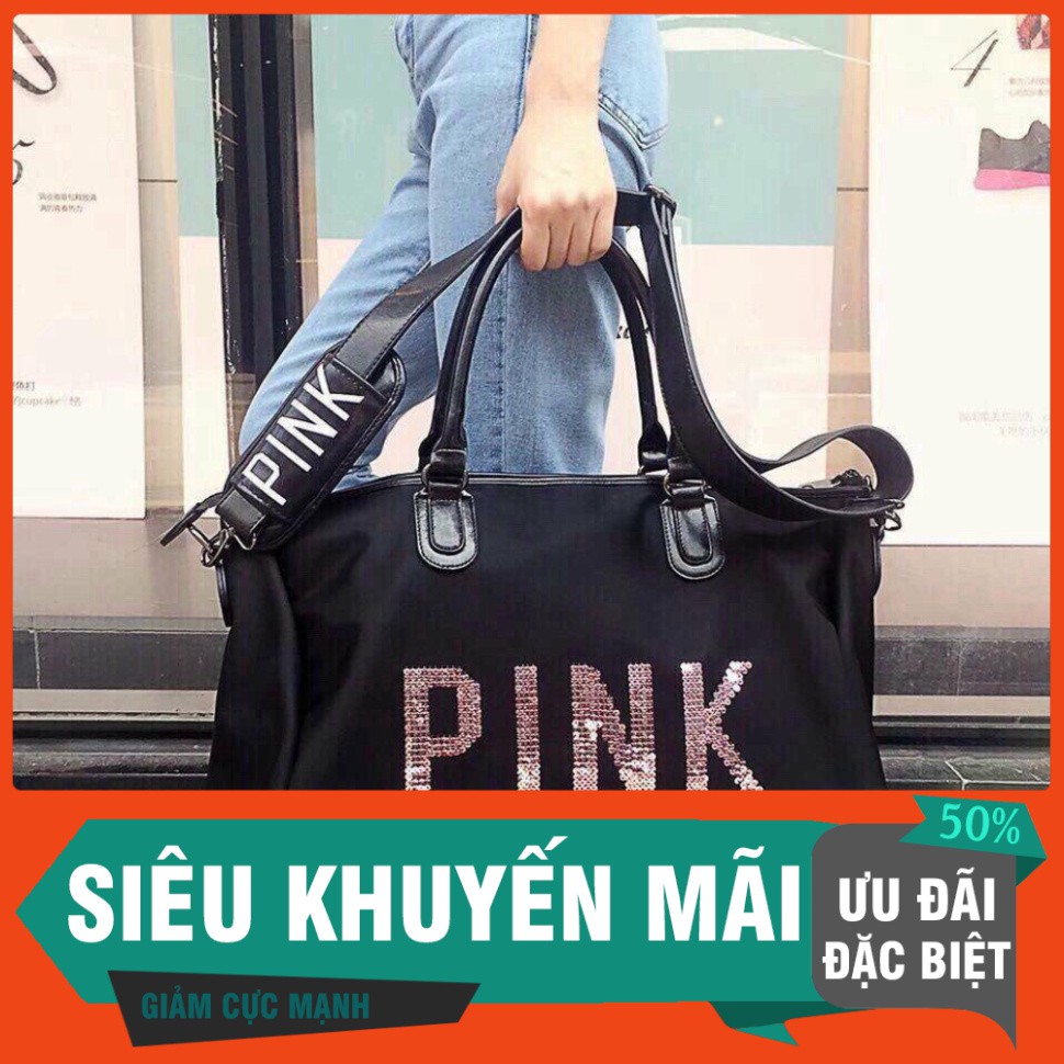 [FREE SHIP] Túi du lịch pink cao cấp 2 màu hồng đen