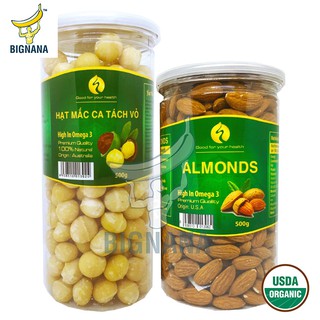 Combo nhân macca úc đã tách vỏ 500gr - hạnh nhân mỹ tách vỏ nguyên vị 500gr tốt mẹ và bé, tim mạch