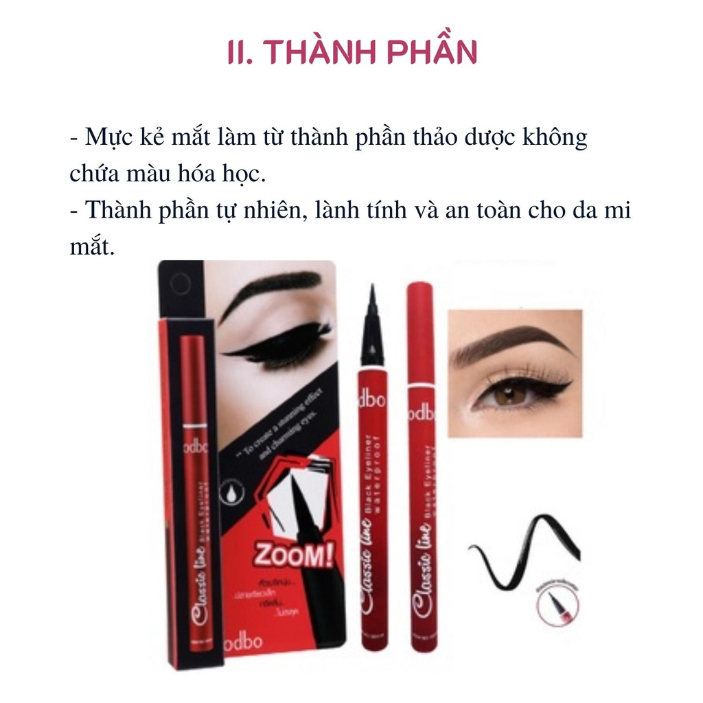 Kẻ mắt nước ODBO Classic Line Black Eyeliner Waterproof  Thái Lan mẫu mới nhất - Hàng chính hãng