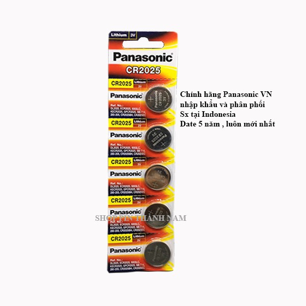 Pin CR2025 Panasonic vỉ 5 viên lithium 3V chính hãng