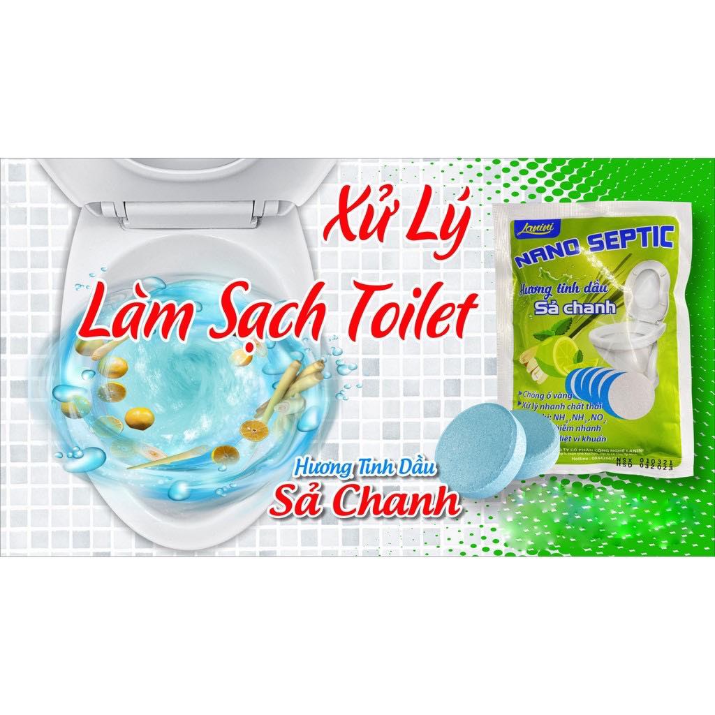 Viên tẩy bồn cầu [HƯƠNG QUẾ] Viên nén vi sinh bồn cầu hương tinh dầu quế thơm Nano Septic Lanini siêu sạch