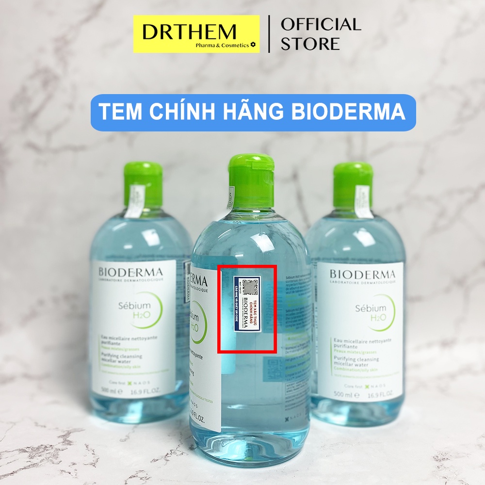 Nước Tẩy Trang Bioderma Cho Da Dầu Mụn Sébium H20 100ml - 250ml - 500ml - Chai Xanh