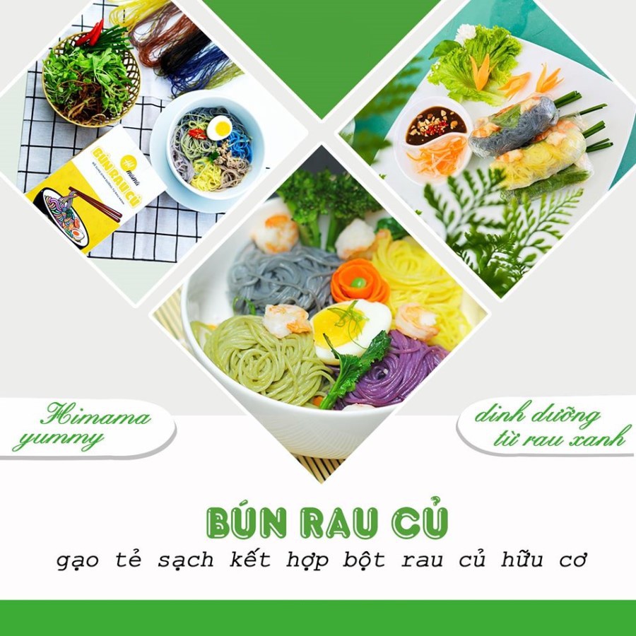 Bún rau củ Himama Moris (Hộp 300g) Kết hợp từ gạo tẻ sạch và bột rau củ hữu cơ