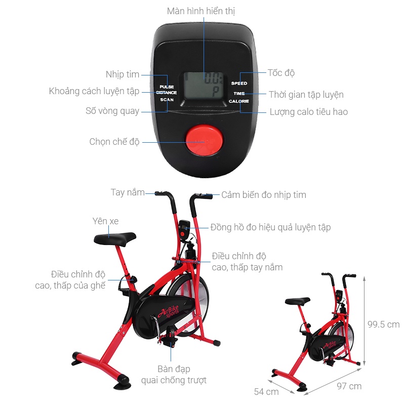 Xe đạp tập thể dục Airbike chính hãng