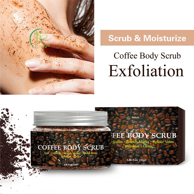 hgFl Coffee Body Scrub Cream Exfoliating Whitening Dead Sea Salt Anti-Cellulite Moisturizing Skin Tightening