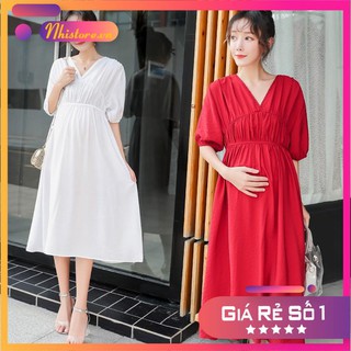 THANH LÝ HÀNG TỒN KHO Đầm bầu dáng dài chất đẹp phù hợp công sở đi tiệc