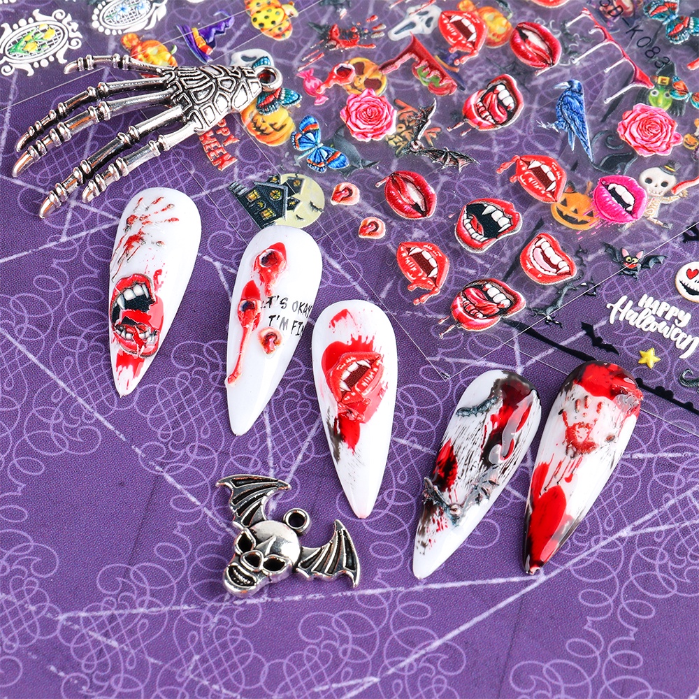 1 Miếng Dán Trang Trí Móng Tay 5D Hình Hoa Hồng