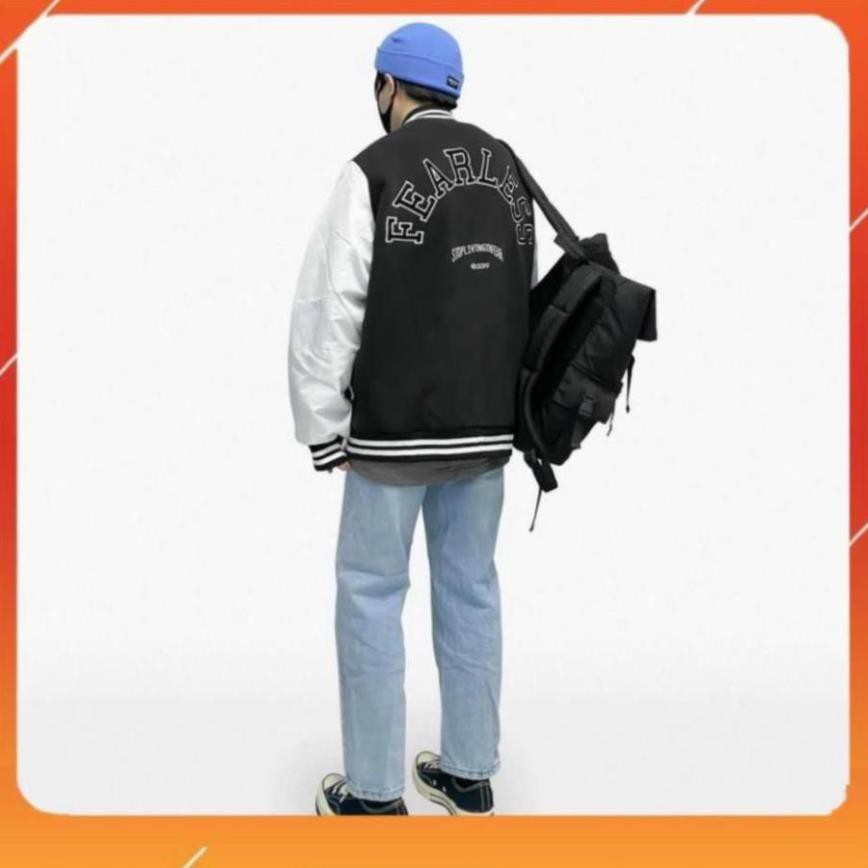 [ HOTTREND ] Áo Khoác Dù VARSITY JACKET F Đen Trắng - Có Form Rộng <68kg - Tặng Giấy Thơm - VivaClo