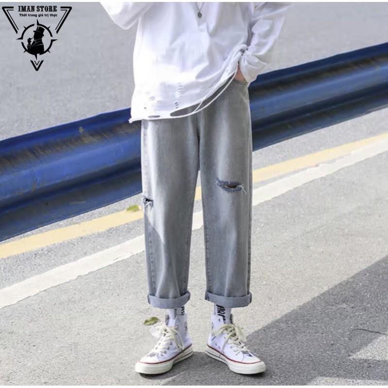 Quần Jean baggy nam rách gối+ rách cạnh mã RGC- 01 hot 2022