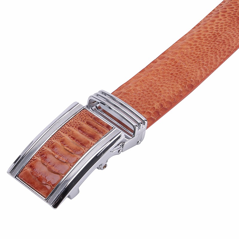 Thắt lưng nam Huy Hoàng da đà điểu 4P màu đen, nâu đất, vàng bò, nâu đỏ HP4417-18-19-20