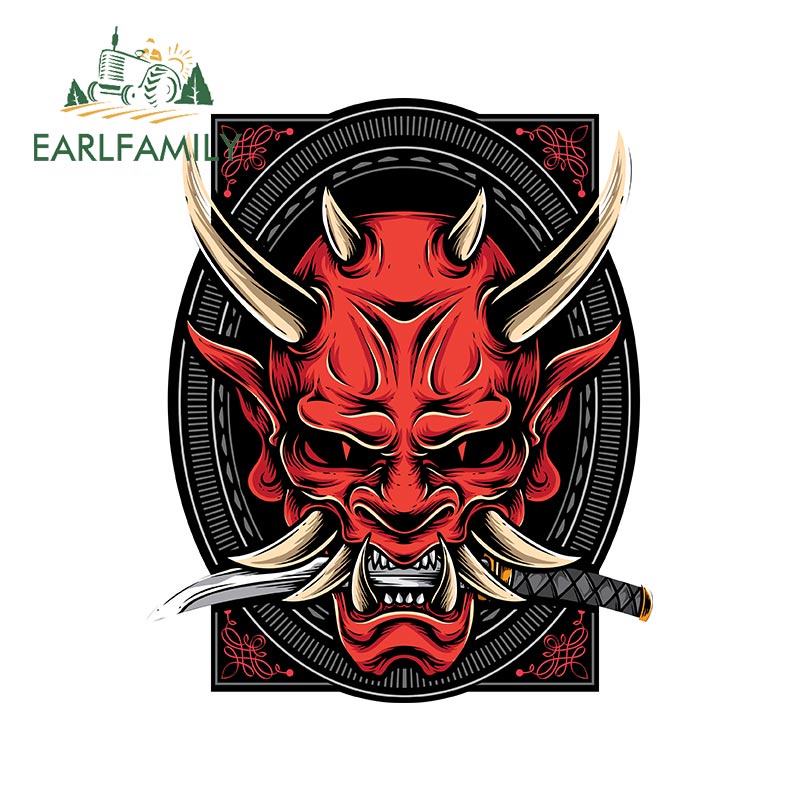 Đề Can Dán Trang Trí Xe Hơi Chống Trầy 13Cmx9.5Cm Hình Quái Vật samurai red