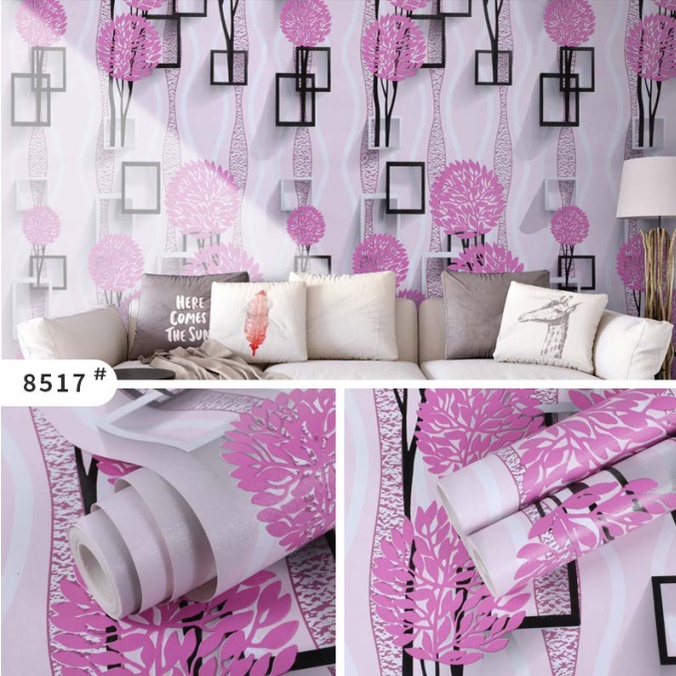 Decal giấy dán tường HOA TRÒN HỒNG MỚI khổ 45cm keo sẵn