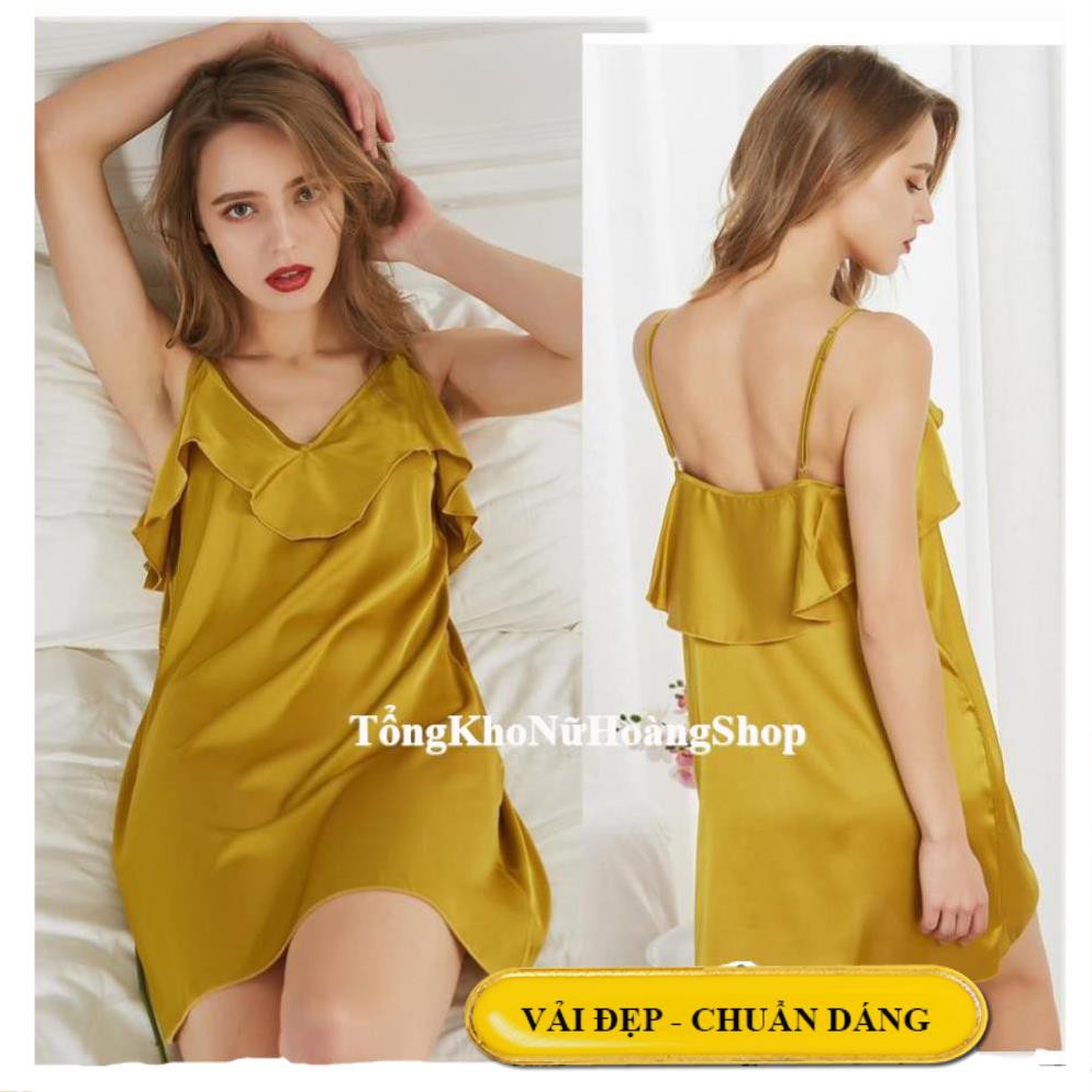 [Siêu Phẩm 2021 - Sang - Xịn]Váy ngủ sexy đắp bèo lụa satin cao cấp - đầm ngủ sexy lụa B1014