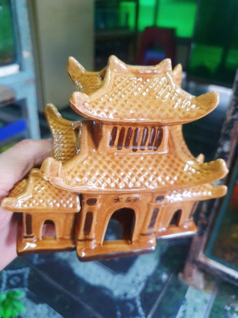 CỔNG TAM QUAN TRÁNG MEN TRANG TRÍ HỒ CÁ NON BỘ 14X6X13CM