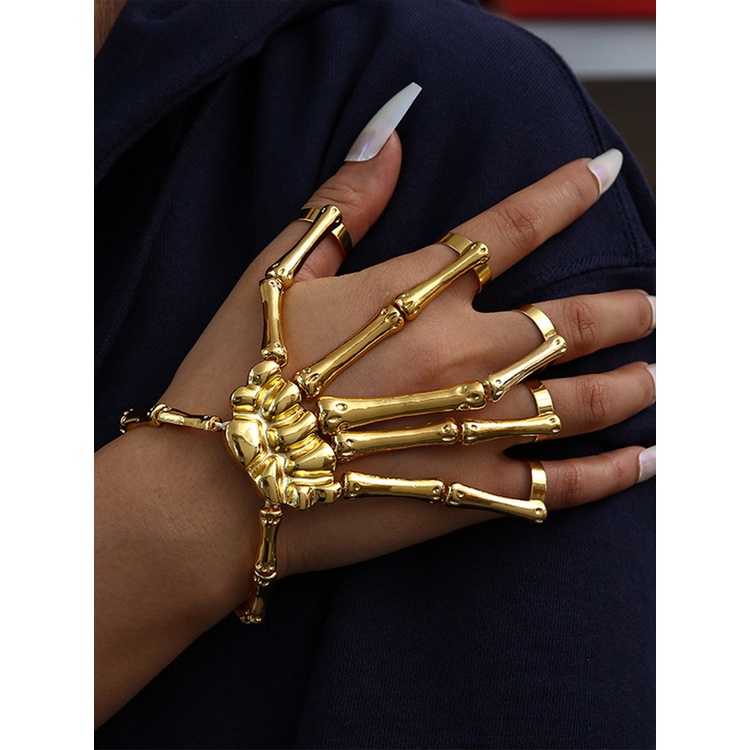 Vòng Đeo Tay Hình Xương Bàn Tay Xương Phong Cách Halloween | Thời Trang ESM Điều Chỉnh