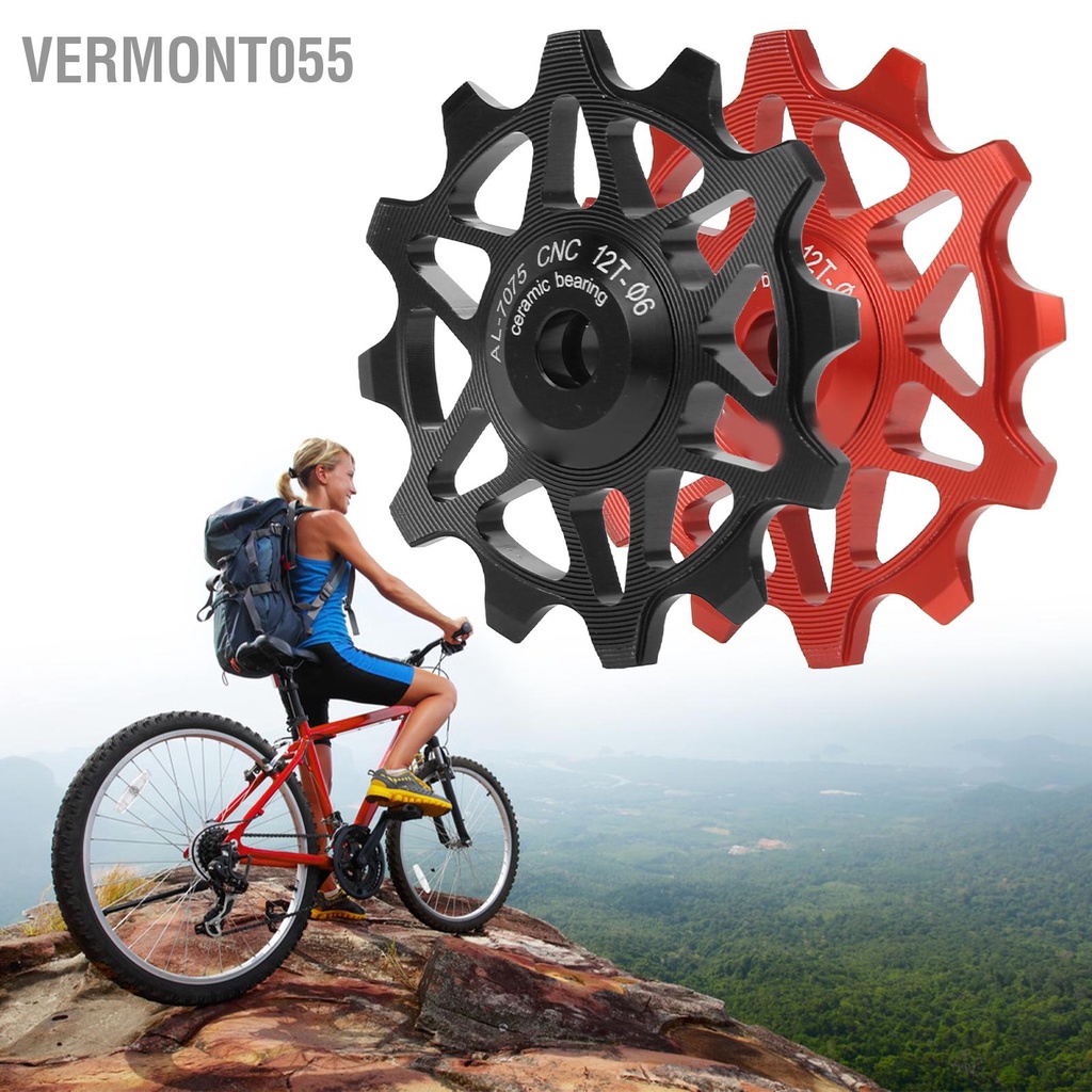 Vermont055 MEROCA Ròng rọc phía sau Derailleur 12T Hợp kim nhôm niêm phong Bánh xe Jockey cho Xe đạp leo núi