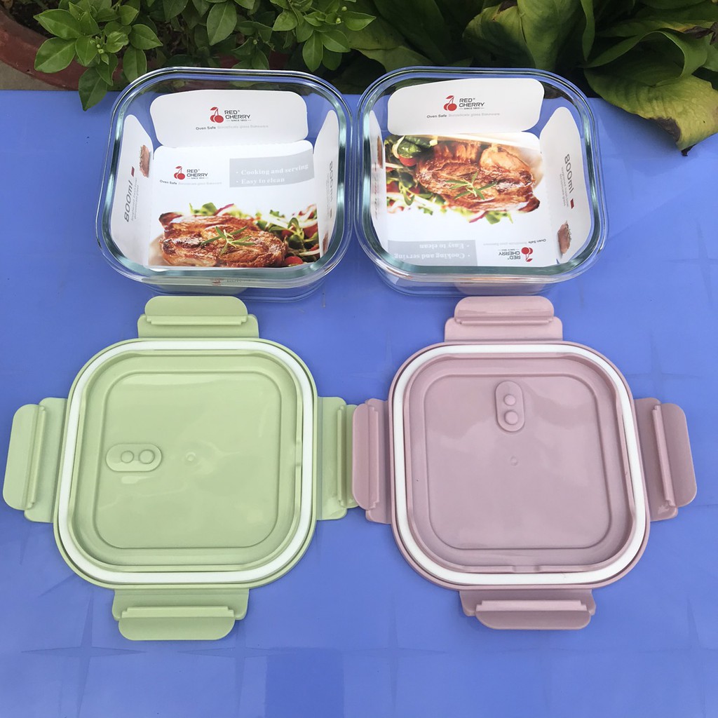 Thố thủy tinh vuông đựng thực phẩm 320ML, 520ML, 800ML nắp hút chân không cao cấp | BigBuy360 - bigbuy360.vn
