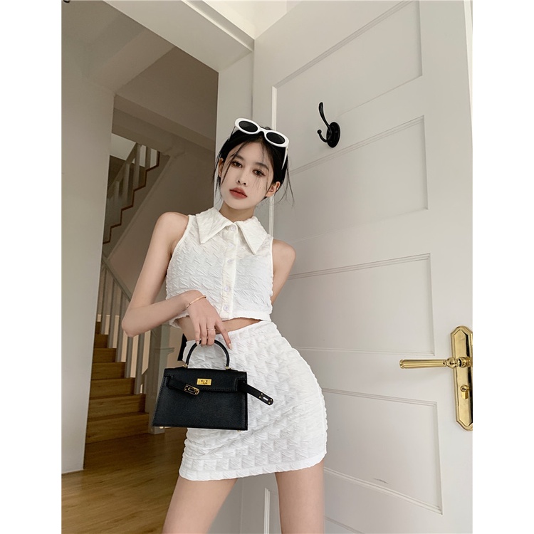 Set Áo Sơ Mi + Chân Váy Màu Trơn Phong Cách Hàn Quốc Thời Trang Dành Cho Nữ