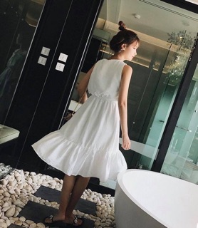 ĐẦM DÁNG XÒE CHUN EO ĐUÔI CÁ NƠ CỔ